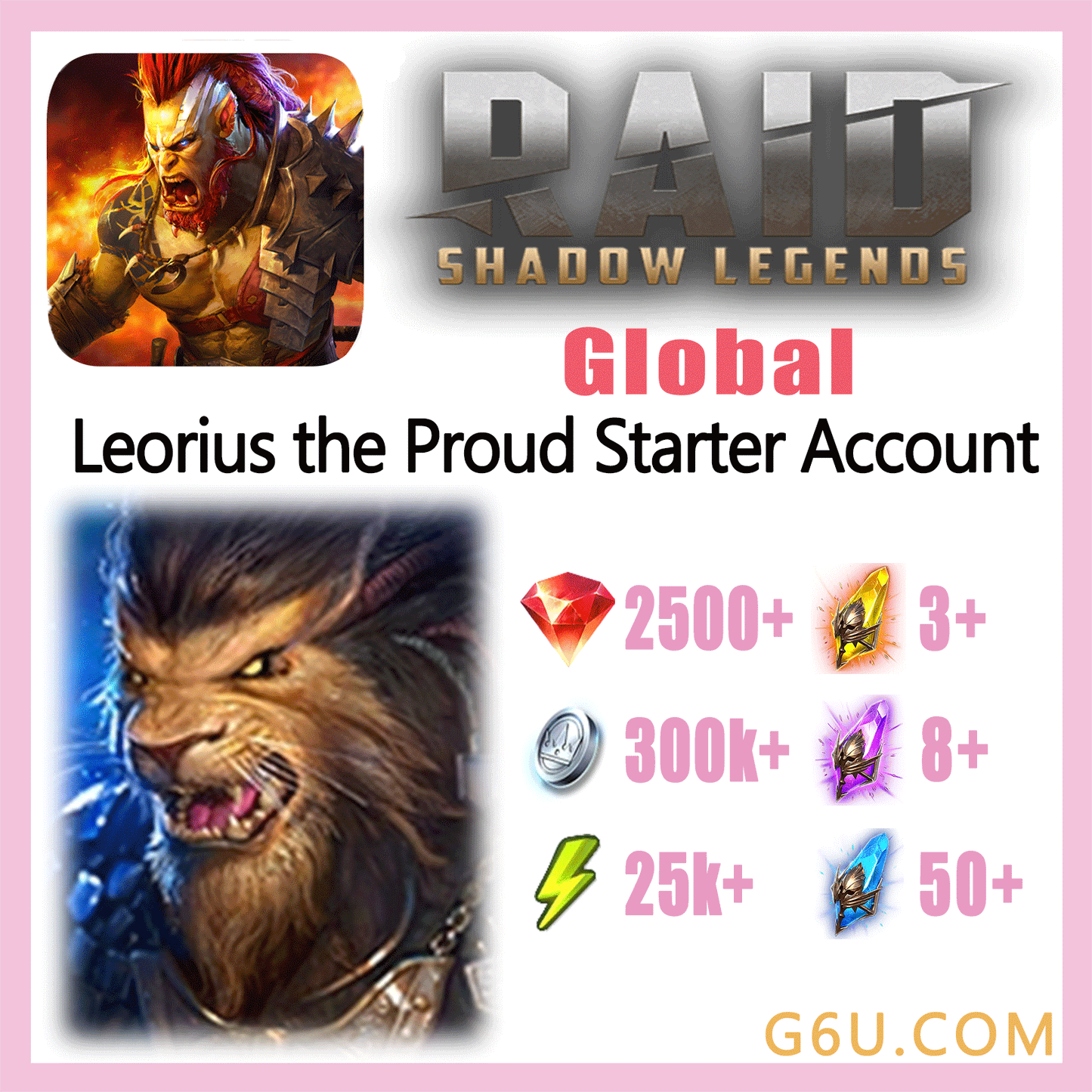 Raid: Shadow Legends Legendary Leorius the Proud Starter Account (Global)