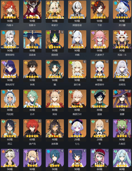 Genshin Impact 45 Gold Premium Account (Asia)