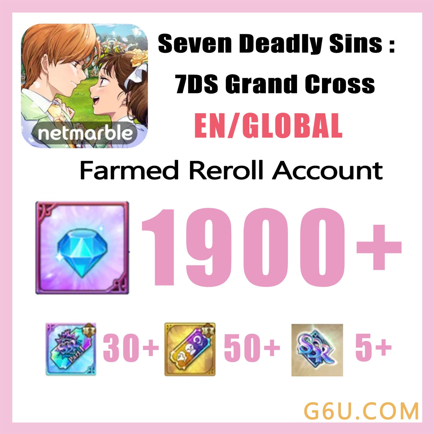 Seven Deadly Sins 7DS Grand Cross Farmed Reroll Account (Global)