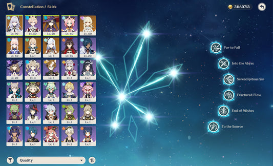 Genshin lmpact Full Destiny Seat Skirk Premium Account(America)