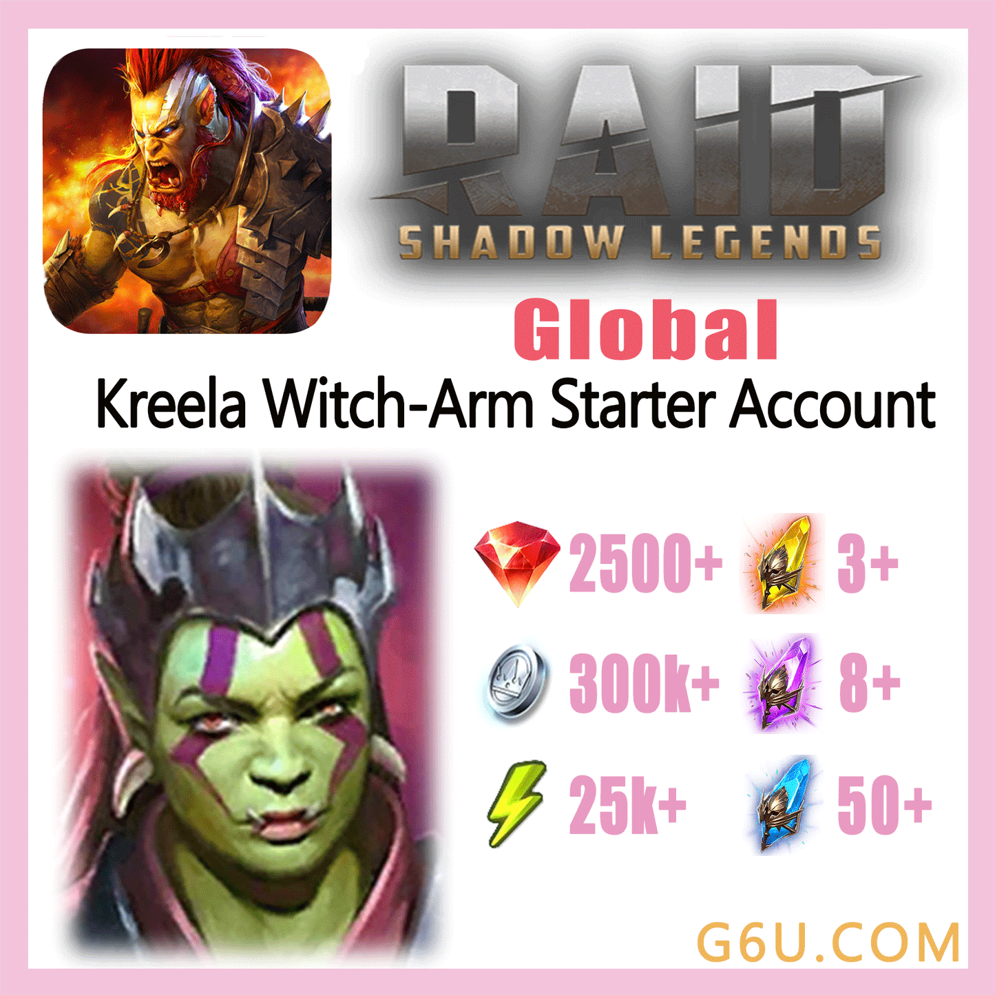 Raid: Shadow Legends Legendary Kreela Witch-Arm Starter Account (Global)