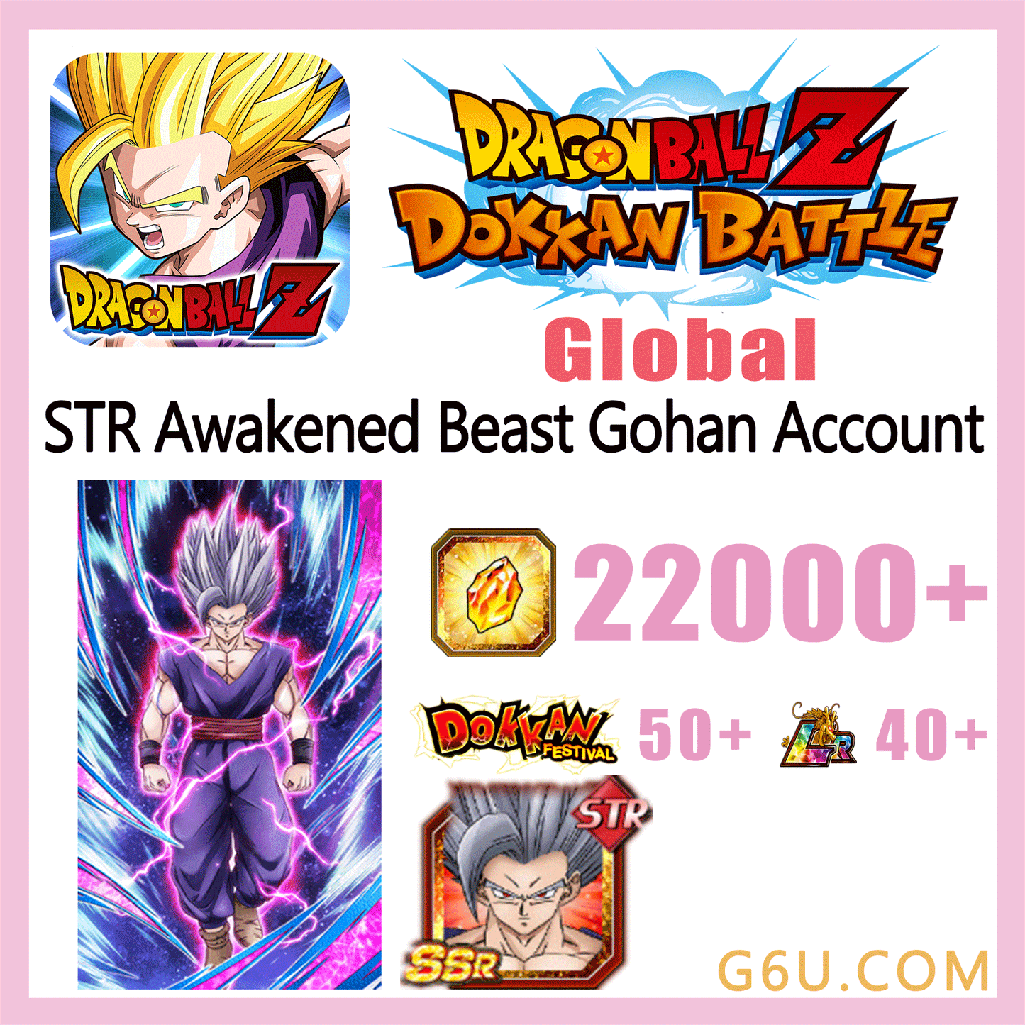 DRAGON BALL Z DOKKAN BATTLE Awakened Beast Gohan (Beast) Farmed Starter Account ( Global )