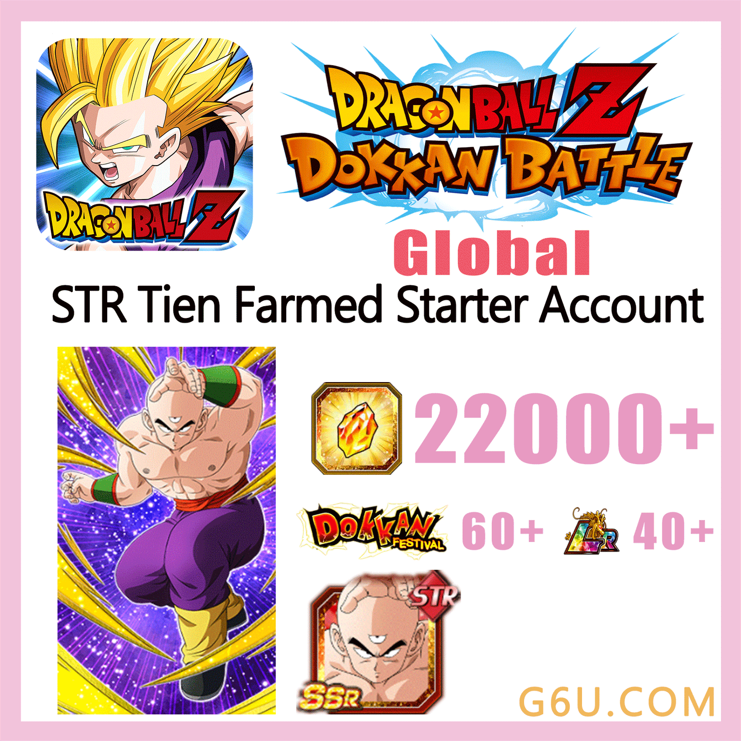 DRAGON BALL Z DOKKAN BATTLE STR Tien Farmed Starter Account ( Global )