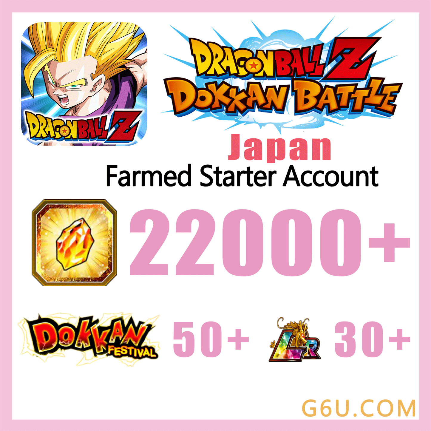 DRAGON BALL Z DOKKAN BATTLE Farmed Starter Account ( Japan | Android )