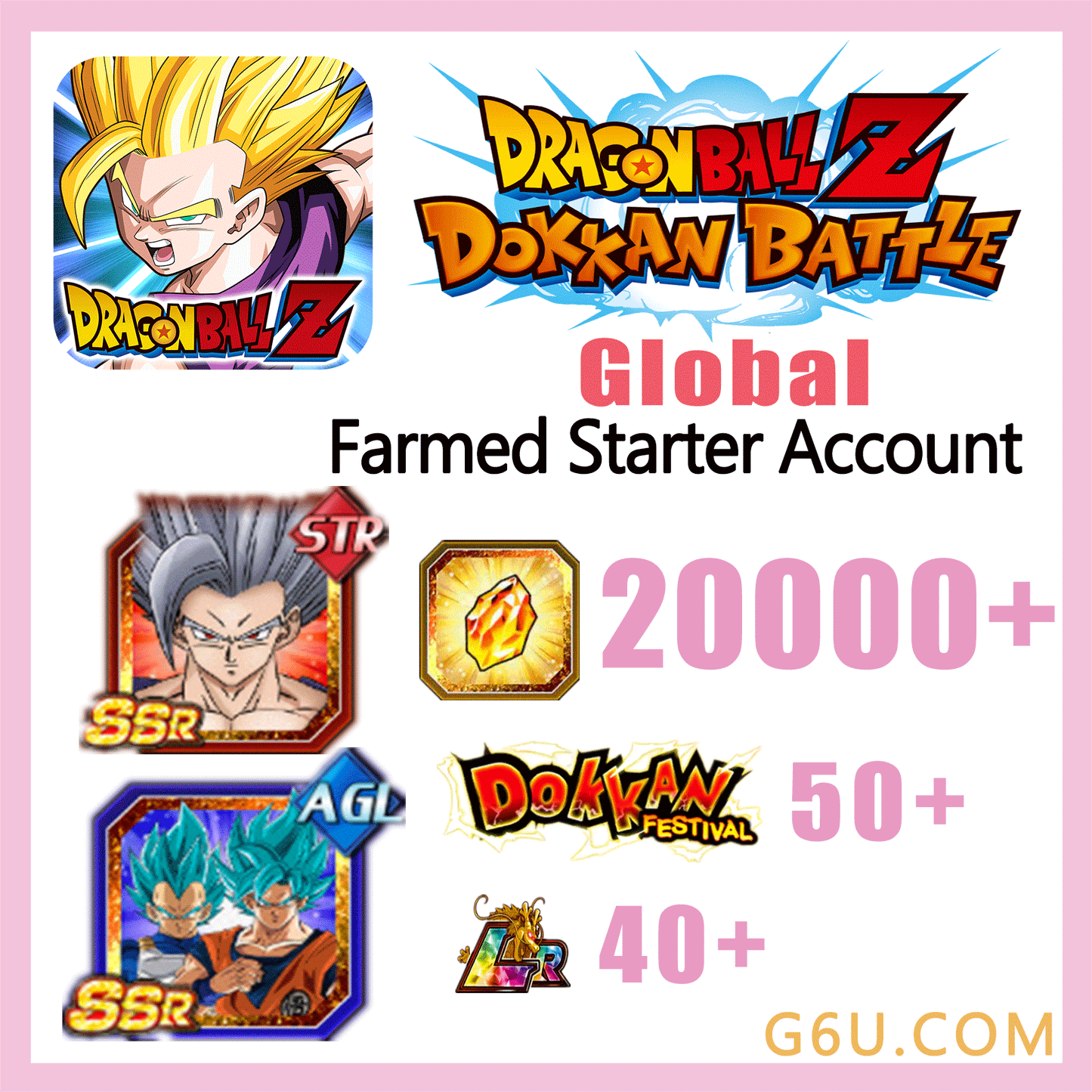 DRAGON BALL Z DOKKAN BATTLE Farmed Starter Account ( Global )