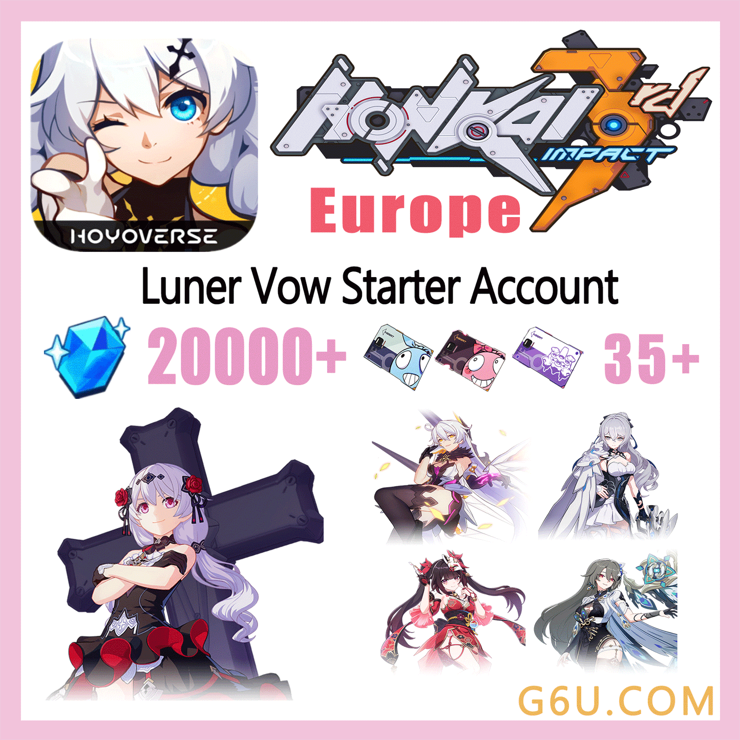 Honkai Impact 3rd Luner Vow Starter Account ( Europe )