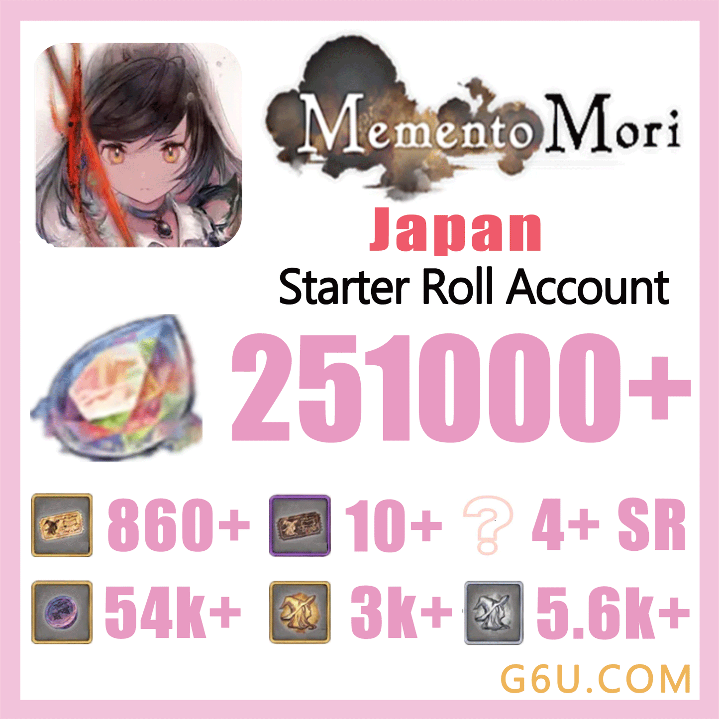 Memento Mori Starter Reroll Account (Japan)