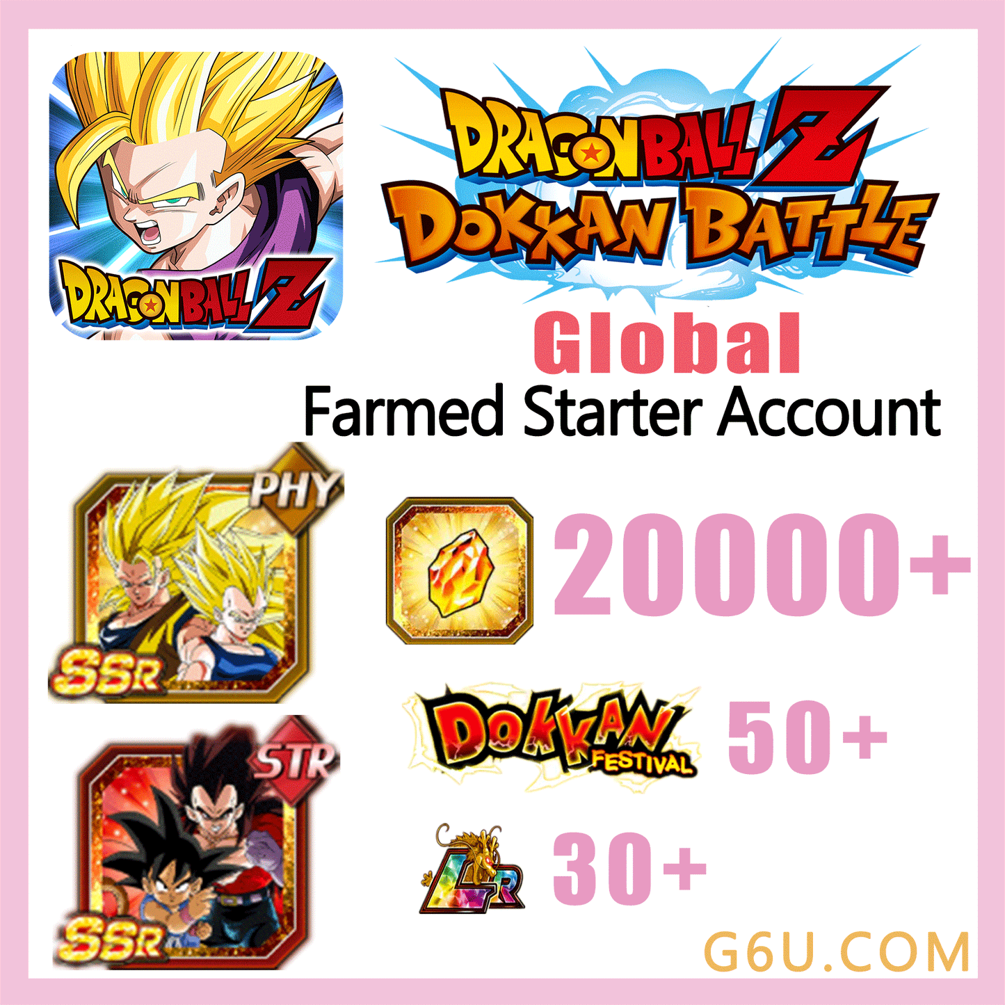 DRAGON BALL Z DOKKAN BATTLE Farmed Starter Account ( Global )