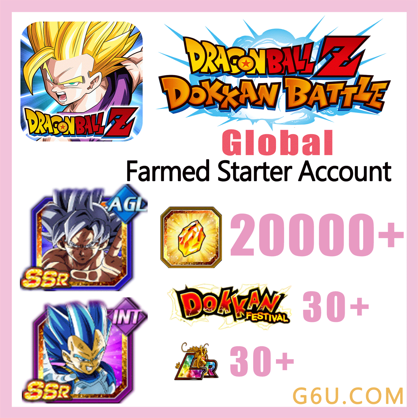 DRAGON BALL Z DOKKAN BATTLE Farmed Starter Account ( Global )