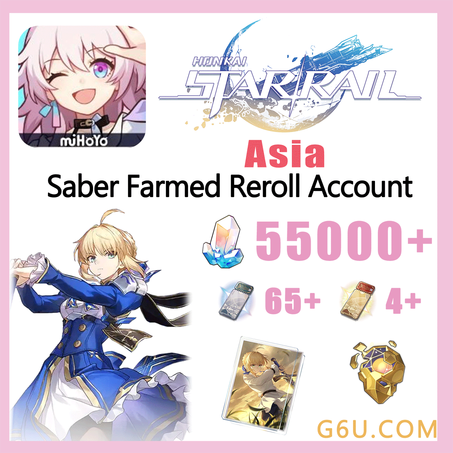 Honkai: Star Rail Saber Farmed Reroll Account （Asia）