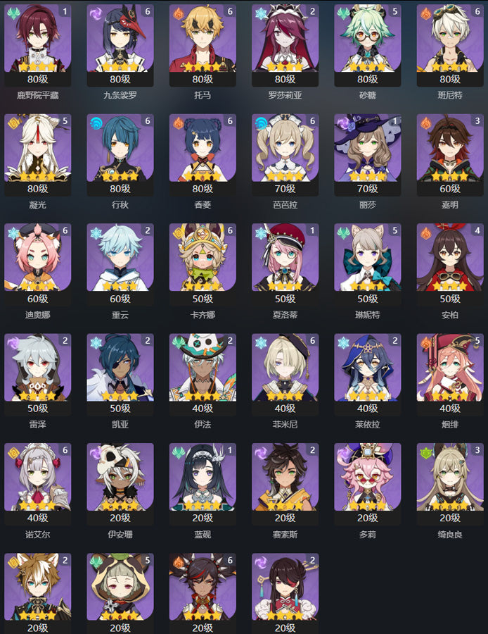Genshin Impact 56 Gold High Training Level Premium Account (Asia)