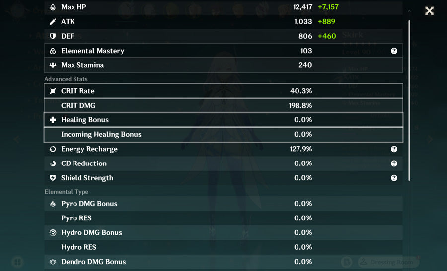 Genshin Impact Full Destiny Seat Skirk Premium Account (America)