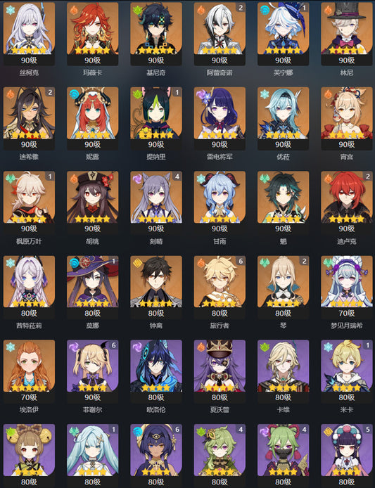 Genshin Impact 56 Gold High Training Level Premium Account (Asia)