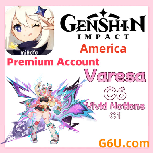 Server: America

Sex：male

Adventure Rank（AR）：55

Account Type：Customized accounts

Account Characteristics：VaresaC6+Vivid NotionsC1

5-Star Characters Amount：5

5-Star Weapons Amount：4

Email Verified：YES
Primogems：203
Full access you can change email and password