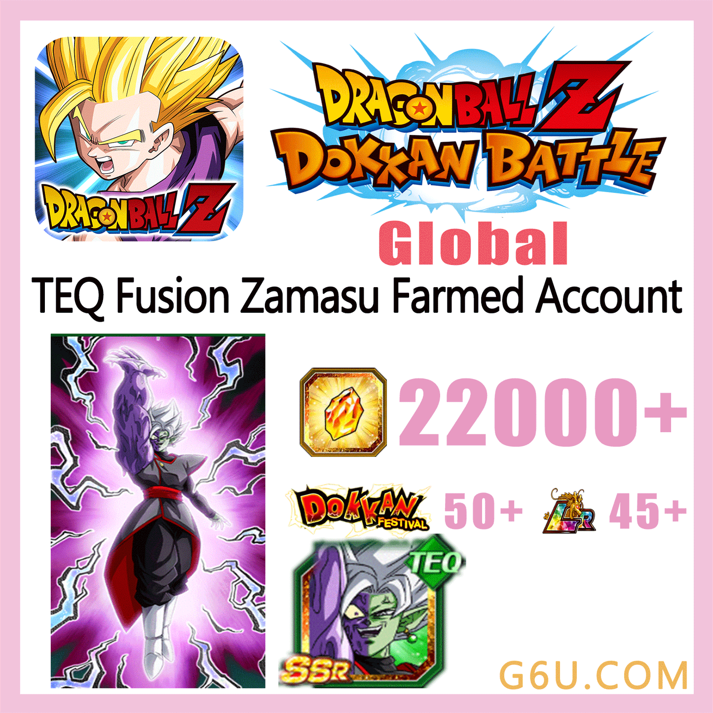 DRAGON BALL Z DOKKAN BATTLE TEQ Fusion Zamasu Farmed Starter Account ( Global )  TEQ Fusion Zamasu