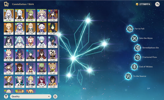 Genshin Impact Full Destiny Seat Skirk Premium Account (America)